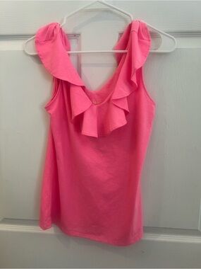 Lilly Pulitzer Hot Pink Ruffle Tank Sz xs